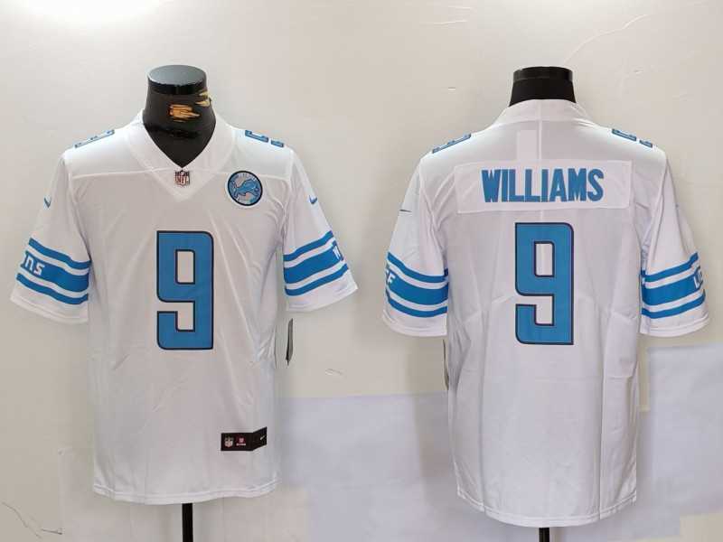 Mens Detroit Lions #9 Jameson Williams White With Patch Vapor Untouchable Limited Stitched Jersey